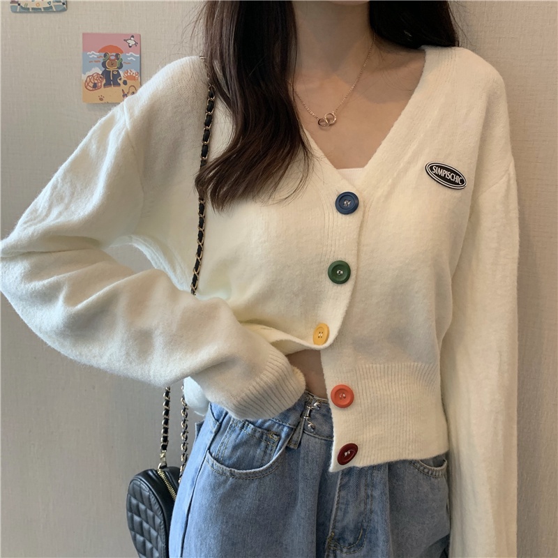 NZN เสื้อกันหนาวแจ็คเก็ตคาร์ดิแกนผู้หญิงบางต้นฤดูใบไม้ผลิและฤดูใบไม้ร่วงเสื้อถักคอวีใหม่