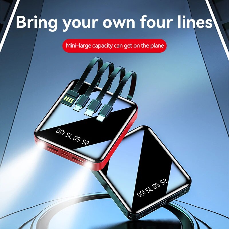 NEW Mini Power Bank 30000mAh Four-WirePortable Super Fast Charger External For Xiaomi  Samsung Pover