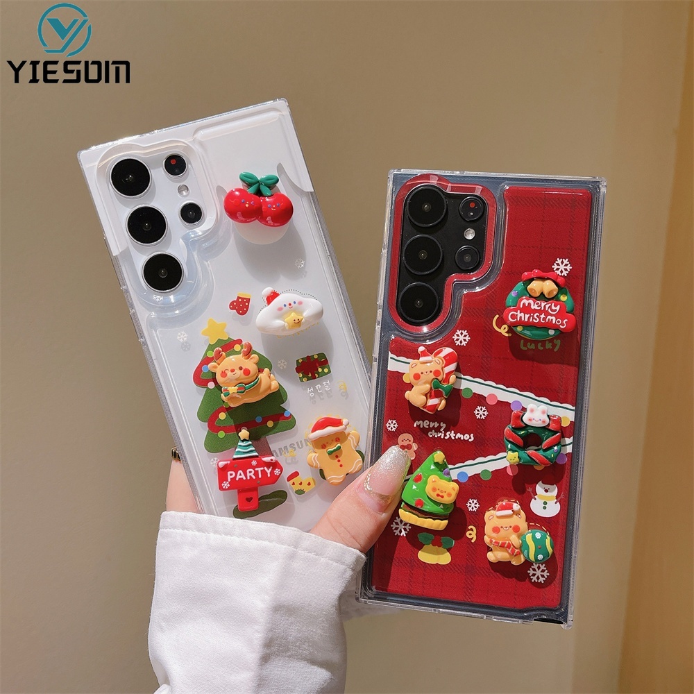 SAMSUNG ใสเคสโทรศัพท์สําหรับsamsung Galaxy S24 S23 S22 Ultra S22 S23 Plusปีใหม่Merry Christmas Santaของขวัญนุ่มTPUซิลิโคน