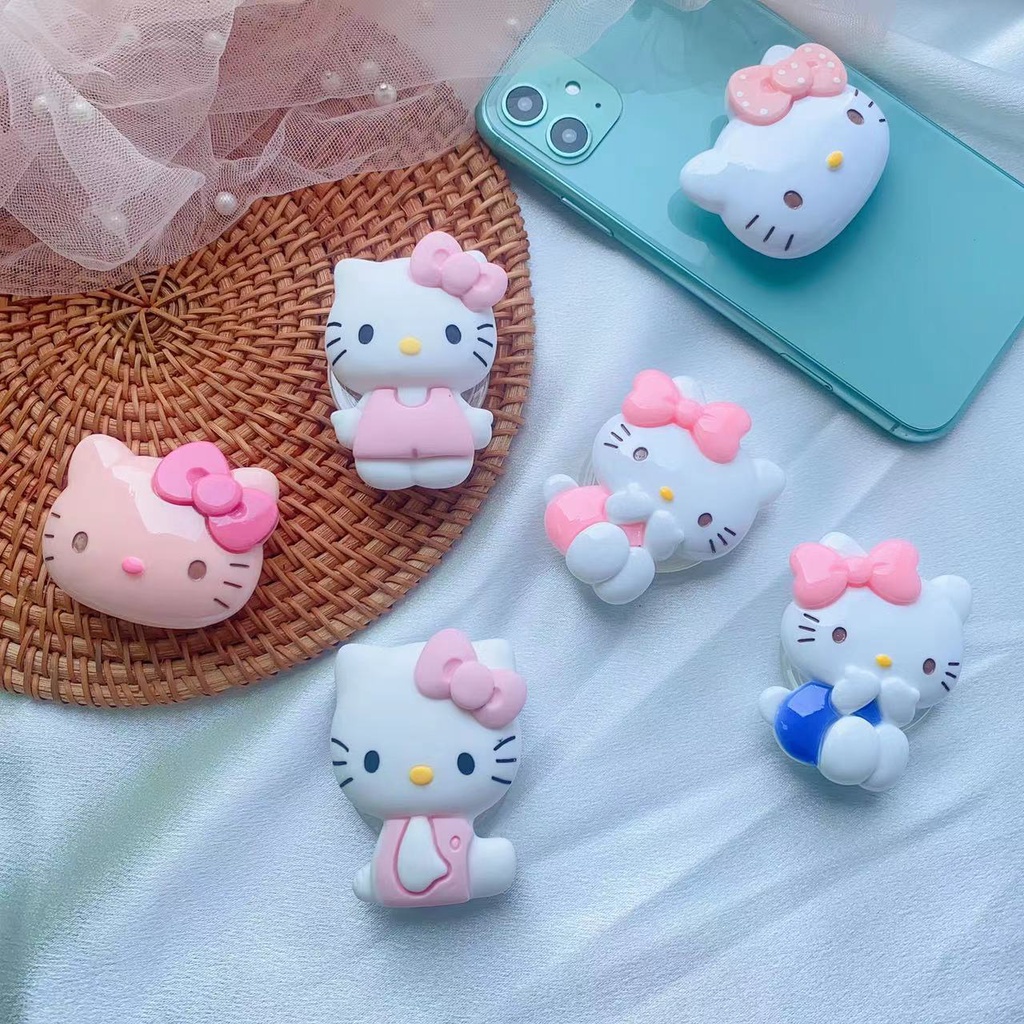 ที่จับโทรศัพท์ ลายดอกไม้น่ารัก แหวนนิ้วมือ สีเงิน ตัวยึดกริปต็อก ซ็อกเก็ตจับโทรศัพท์ แบบเรียบ