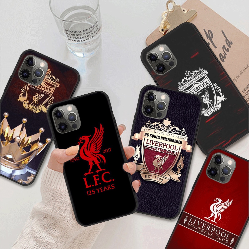 เคสโทรศัพท์มือถือ พลาสติกนิ่ม ลายโลโก้ Liverpool สีดํา สําหรับ iPhone 11 11 Pro 11 Pro Max 12 12 Mini 12 Pro 12 Pro Max