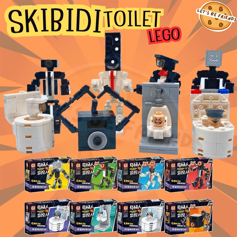 (ซื้อ8 ฟรี 1 ซอง) Lego Skibidi Toilet สกีบิดี้ เลโก้ โมเดลตุ๊กตาฟิกเกอร์ ตัวต่อเลโก้ วัสดุ PVC