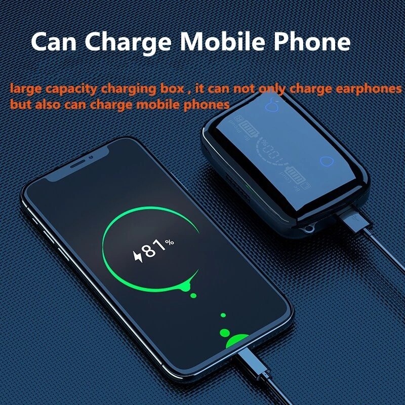 M19 TWS Wireless Bluetooth 5.1หูฟังสเตอริโอหูฟัง Touch Control หูฟังกันน้ำ2000MAh
