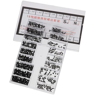 Ziluolan สกรูขนาดเล็ก, M1.2 / M1.4 / M2.0 สแตนเลสมินิสกรู Assortment Kit, สกรูเมตริก 18 ชนิดสกรูไมโครสีดําชุดแว่นกันแดด