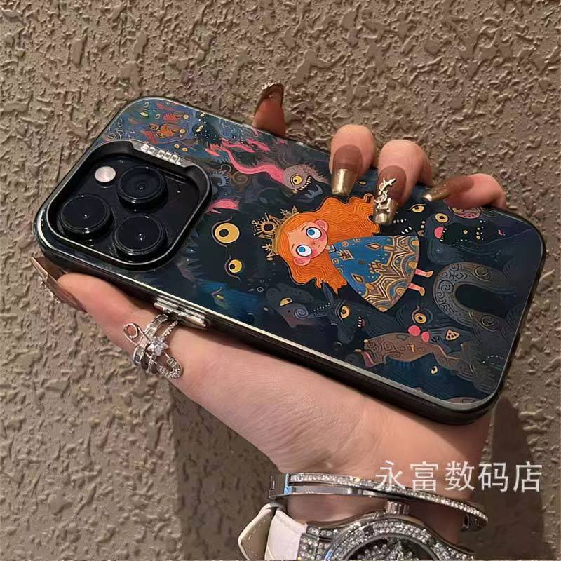 เคสโทรศัพท์มือถือ ชุบไฟฟ้า ลายการ์ตูนเจ้าหญิงน้อย สําหรับ Apple Iphone 15promax 13 12 11 7p ZWGO