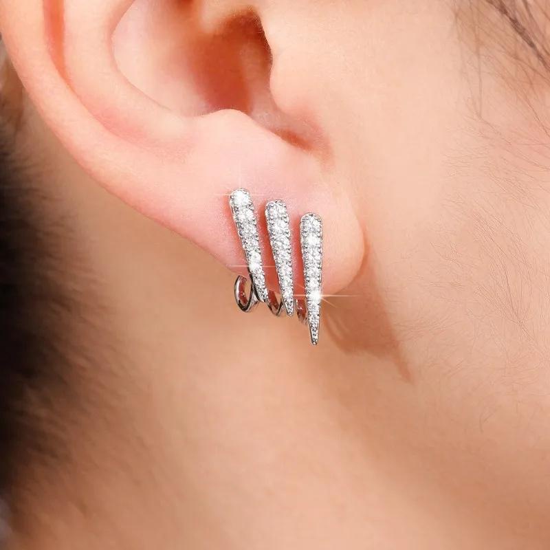 925 เงินแฟชั่นหดออกแบบเส้นต่างหูสตั๊ดสําหรับผู้หญิงสีเงินใหม่อินเทรนด์หญิงหูเจาะอุปกรณ์เสริมเครื่องประดับ