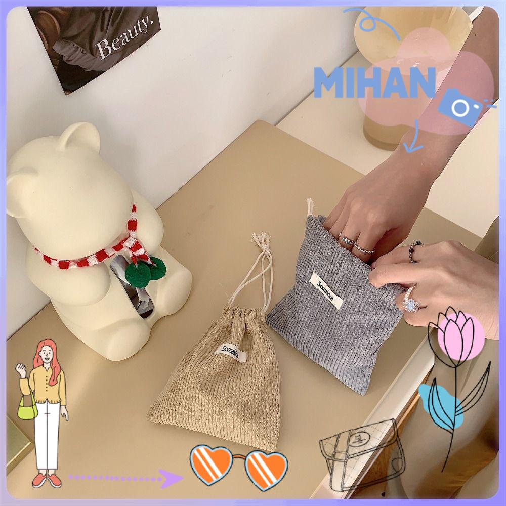 Mh กระเป๋าหูรูด ผ้าลูกฟูก สีพื้น สไตล์วินเทจ สําหรับผู้หญิง 2024