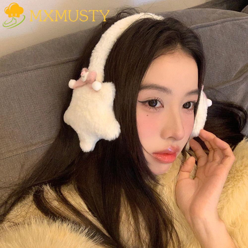 Mxmusty ที่ปิดหูกันหนาว ผ้ากํามะหยี่ขนนิ่ม รูปดาว ประดับโบว์ ให้ความอบอุ่น เหมาะกับหน้าหนาว สําหรับผู้หญิง