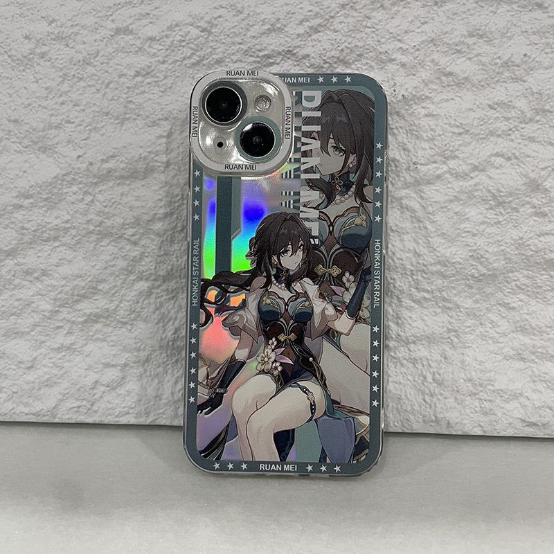 เคสเลเซอร์ใส ，Honkai Star Rail,RuanMei,เข้ากันได้กับ iPhone 15, 14, 13, 12, 11, pro, promax, x, xs, xsmax, xr, 7, 8 plus เคสไอโฟน11 สีม่วงพาสเทล ไอโฟน14 สีฟ้า ซิลิโคน เคสชื่อฟีฟายน่ารัก เคสไอโฟน เคสโทรศัพท์ เคสไอโฟน 13 เคสไอโฟน 11 เคสโทรศัพท์