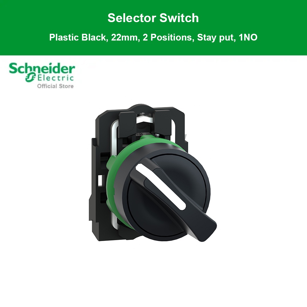 Selector Electric switch,Harmony XB5,plastic black,22mm,2 positions,stay put,1NO (XB5AD21)