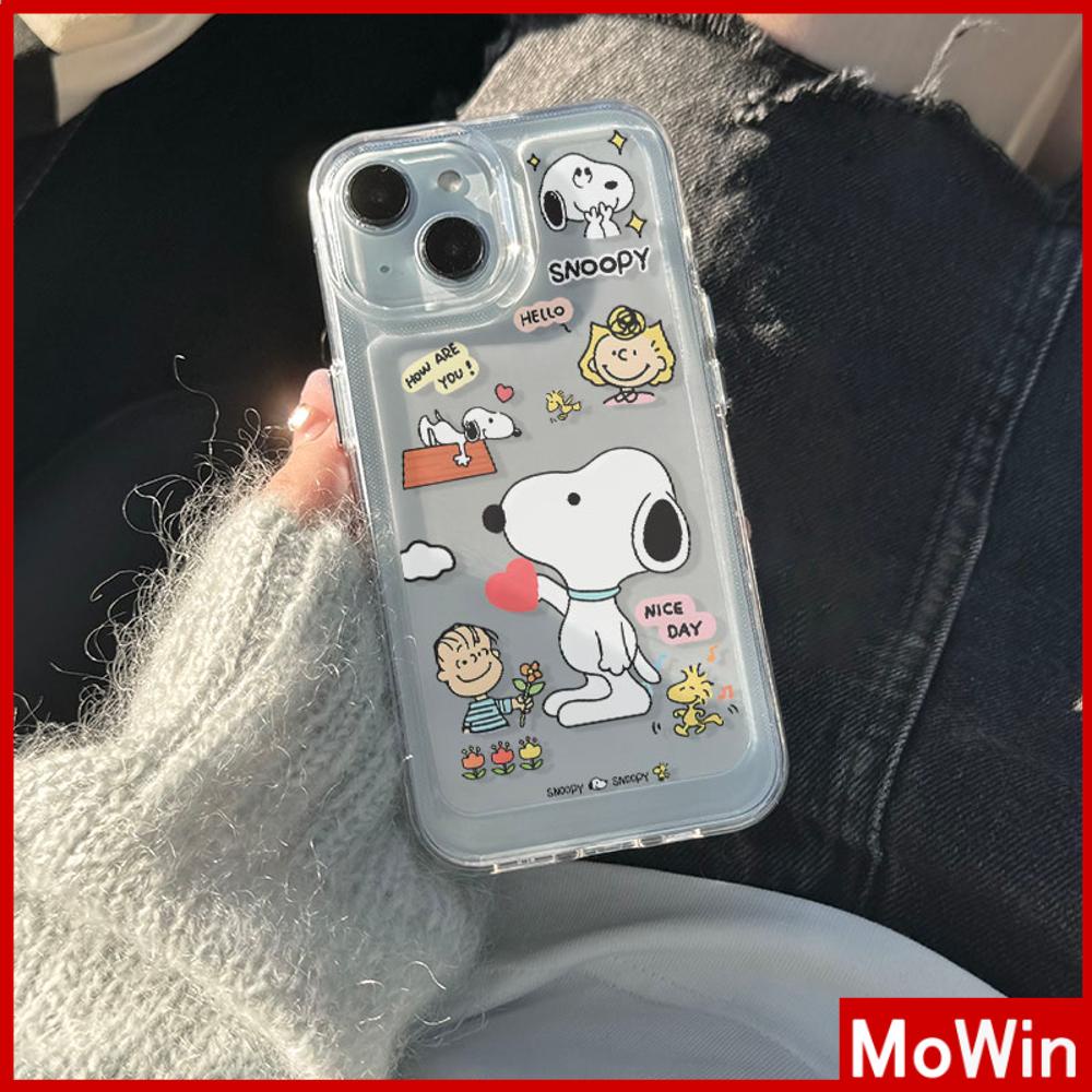 Mowin - เข้ากันได้สำหรับ 15 เคสไอโฟน11 เคส iphone 11 เคสใสเคส TPU โปร่งใสปุ่ม Electroplated น่ารักลูกสุนัขการ์ตูนเข้ากันได้กับ 14 13 12 PRO MAX XR XS 7Plus 8 PLUS