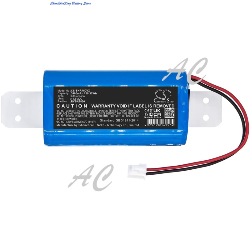 AC Cameron Sino 3400mAh Battery for Shark ION Robot Vacuum R71 R72 R75 R76 R85 S86 S87 R87 RV761 RV1