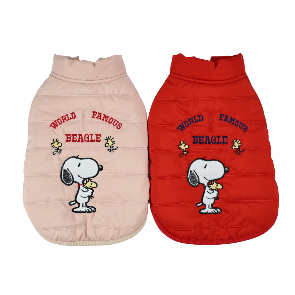 เสื้อผ้าสัตว์เลี้ยง เสื้อผ้าสุนัข เสื้อผ้าแมว snoopy การ์ตูนเย็บปักถักร้อยสัตว์เลี้ยงเสื้อกั๊กผ้าฝ้ายเบาะเสื้อผ้า CL-FS-FW