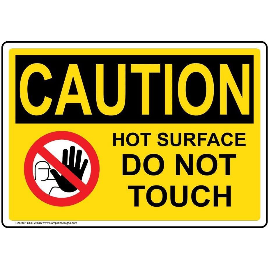 Caution Hot Surface Do Not Touch Osha Label Decal นิ้ว - แพ็คไวนิลสําหรับกระบวนการอันตราย