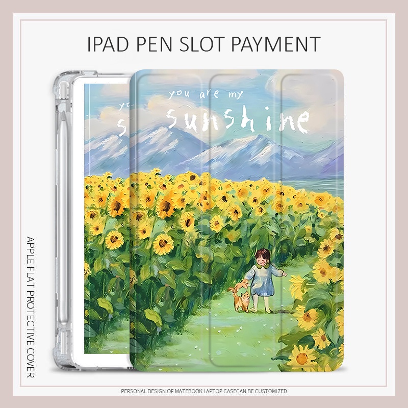 เคส ลายภาพวาดสีน้ํามัน พร้อมช่องใส่ปากกา สําหรับ iPad pro11 2022 10.9 นิ้ว iPad 10.2 gen 7 8 9 10 mini 1 2 3 4 6 air 4 5 air7  gen11