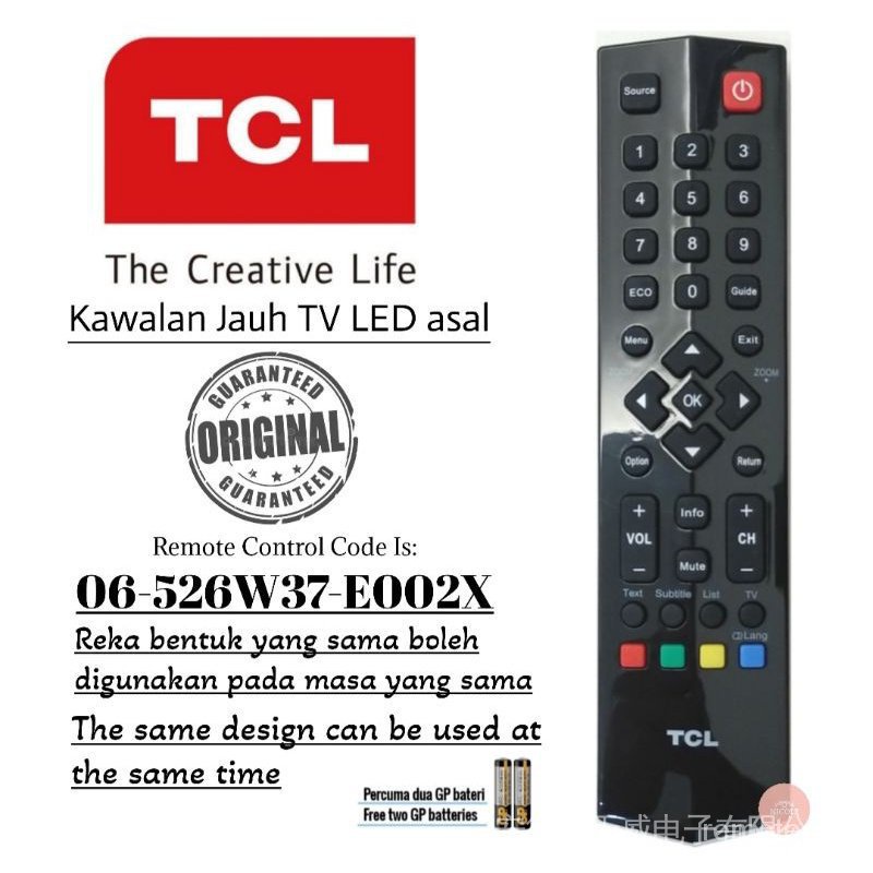 Original TCL LED TV แผงแบนรีโมทคอนโทรล RC260 JEI1 06-526w37-e002x