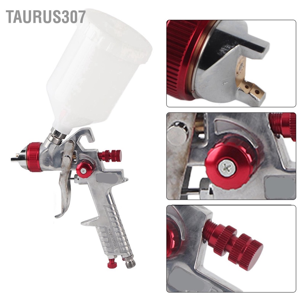 Taurus307 มืออาชีพ 1.4 มม. หัวฉีด 600 มล. ประเภทแรงโน้มถ่วงปืนฉีดลมสำหรับพ่นสีรถยนต์