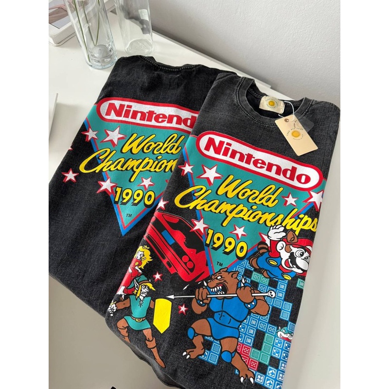 huhu 's fashion shop gooo เสื้อยืดผ้าฝ้าย พิมพ์ลาย  สําหรับผ tas NINTENDO🧸