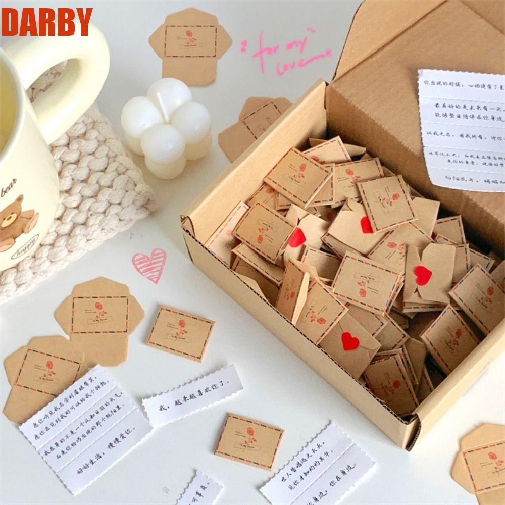 Darby ชุดซองจดหมาย กระดาษข้อความ แฮนด์เมด ขนาดเล็ก 100 สัญญา อวยพร เพื่อทํารายการ ของขวัญวันวาเลนไทน์ DIY