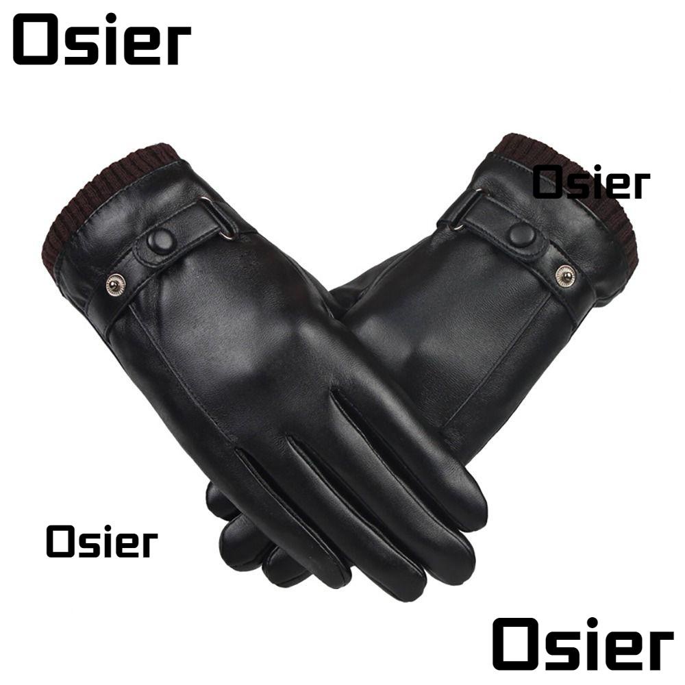 Osier1 ถุงมือหนัง PU แบบเต็มนิ้ว สัมผัสหน้าจอได้ แฟชั่นสําหรับผู้หญิง