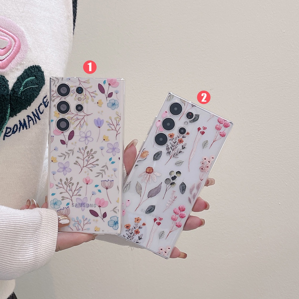 Samsungs25+ S24+ S22+ S21+ S20+ S23 FE Note20 Ultra 5G เคสใส TPU กันกระแทกแฟชั่นดอกไม้ รวมทุกอย่าง ป้องกันตก สําหรับ Samsung