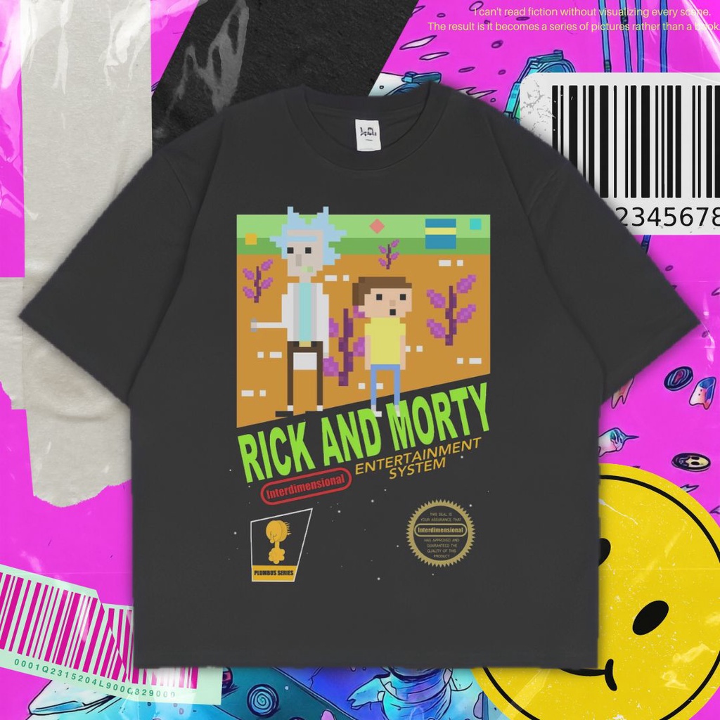 ร่ำรวย เสื้อยืดแขนสั้นCartoon T-Shirt | Purple Haze | Dark Gray Vintage Rick and Morty Unisex Oversized T-ShirtS-5XL