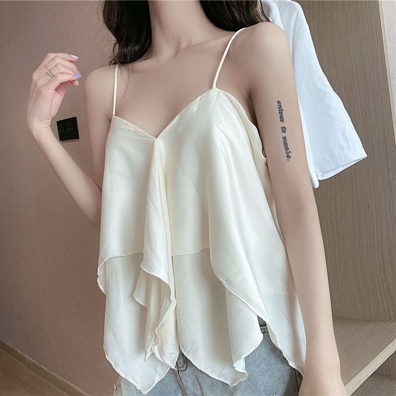 เสื้อท็อปส์ แขนกุด ทรงหลวม เซ็กซี่ แฟชั่นฤดูร้อน สําหรับผู้หญิง