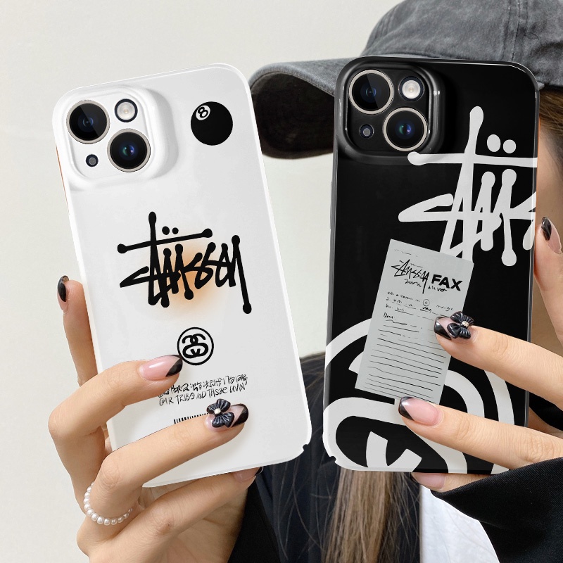 กรณี iPhone iPhone 14 XR 13 11 12 Pro Max 8 7 6 6S Plus X Xs Max Se 2020 13 12 11 คู่สีดำและสีขาว เคสโทรศัพท์มือถือแบบนิ่ม TPU กันกระแทก กันรอยกล้อง สีดําวาว สําหรับ