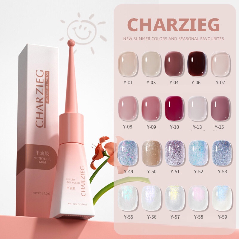 ยาทาเล็บ สีทาเล็บเจล CHARZIEG สีสดใส น่ารัก ติดทน 60สี Y001-060 ขนาด 10ML พร้อมส่งจากประเทศไทย