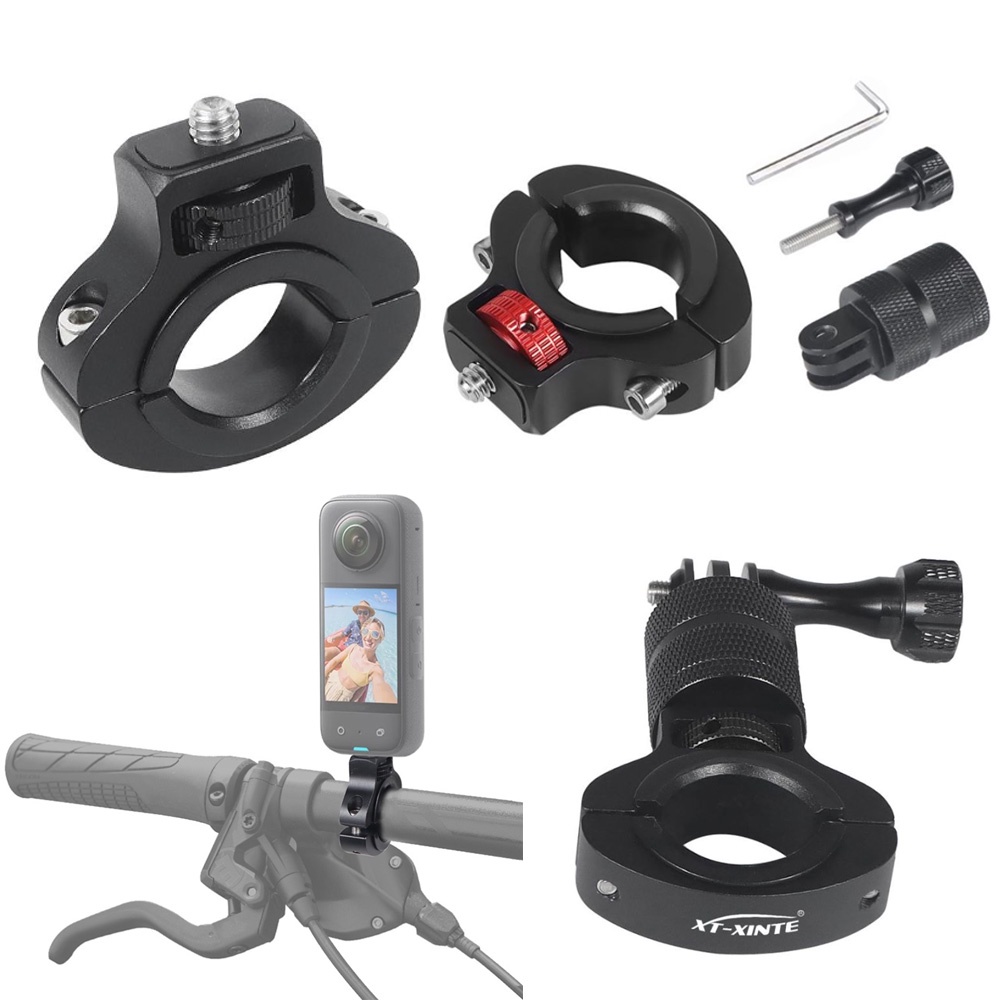 XT-XINTE อลูมิเนียม Universal จักรยานรถจักรยานยนต์ Handlebar Mount คลิปผู้ถือ 1/4 "สกรูอะแดปเตอร์สําหรับ GoPro 13/DJI OSMO 360 Action กล้อง