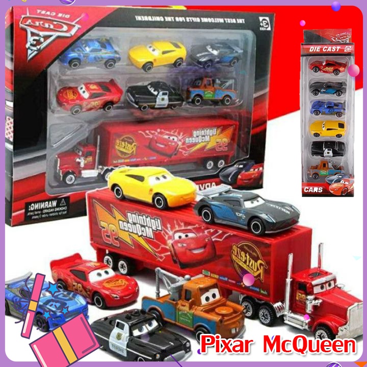 ส่งเร็วรถของเล่น รถบรรทุก1คัน+รถ6คัน สุดคุ้ม‼️Pixar McQueenโมเดลรถ รถโลหะ ของเล่นเด็กราคาถูก