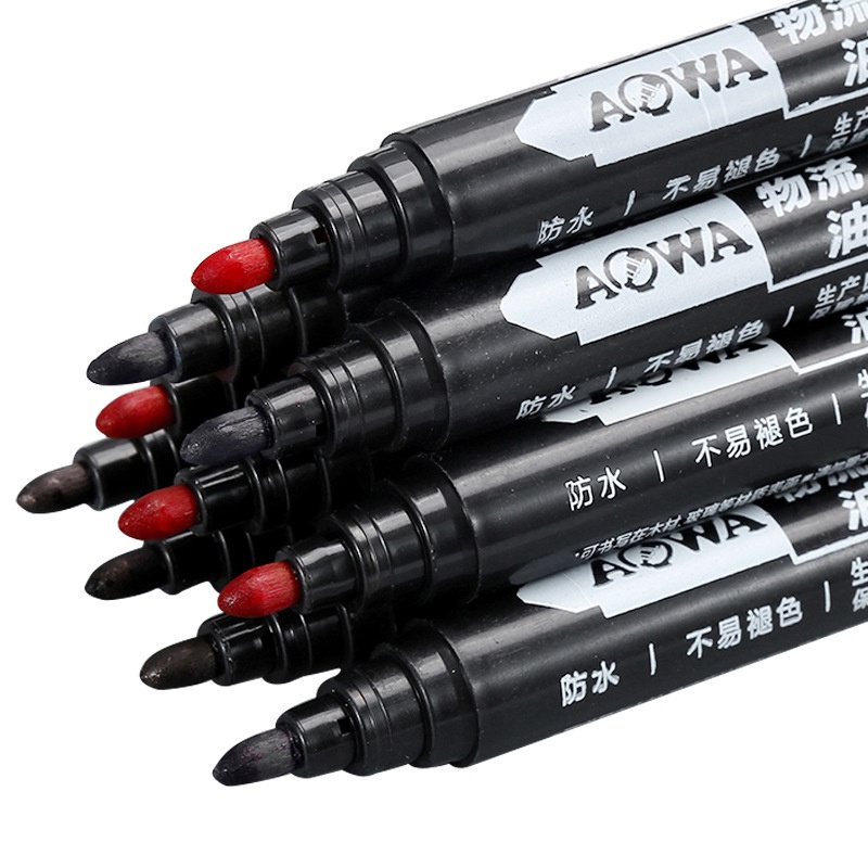 ปากกาเพ้นท์ ปากกามาร์กเกอร์ แห้งเร็ว กันน้ำ มี 2 สี สีดำและสีแดง ใช้เขียนได้ทุกพื้นผิว เช่น กล่อง พลาสติก โลหะ ชนิดหัว