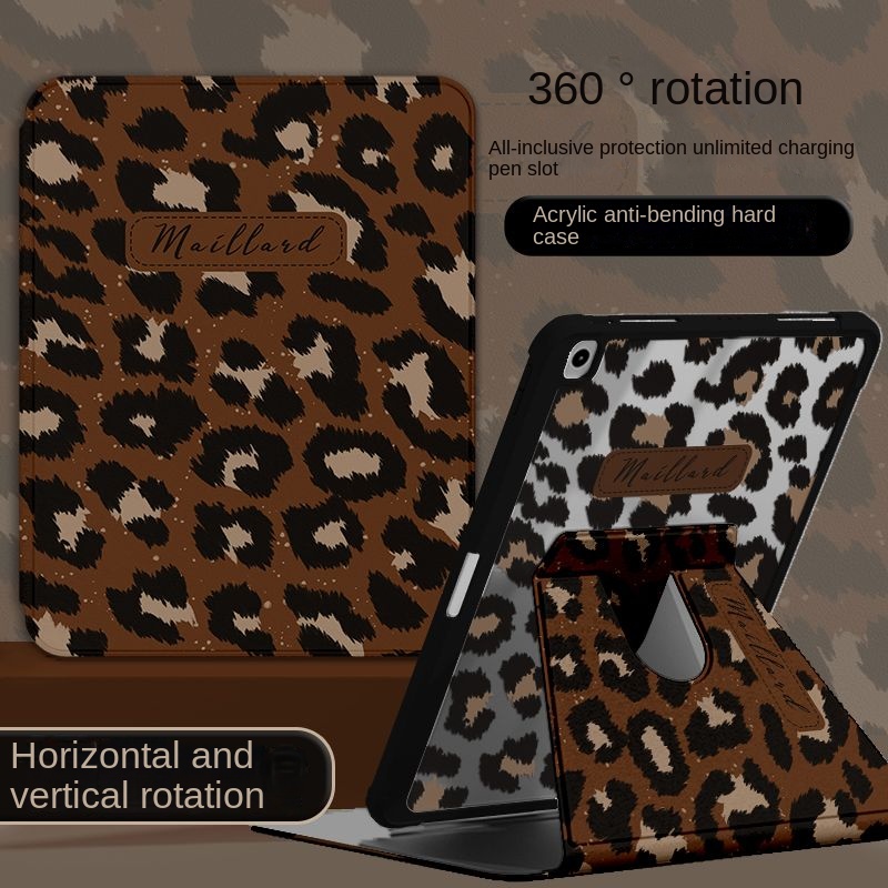 360 ° เคสอะคริลิค ลายการ์ตูนเสือดาว หมุนได้ สําหรับ iPad Gen10 Gen9 Gen8 Gen7 Gen6 Gen5 iPad 2020 Air5 Air4 2020 2021 Pro 11