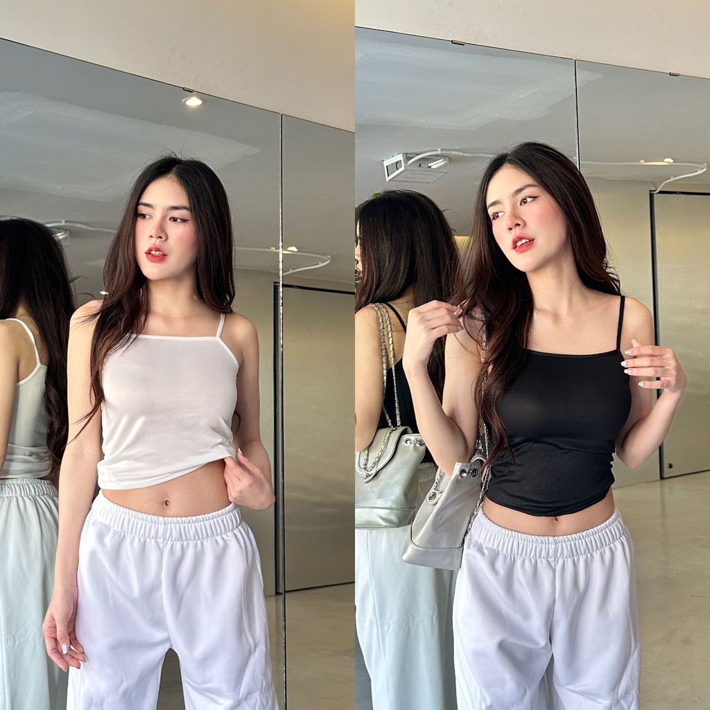 Aurora 🛒พร้อมส่ง🚚 เสื้อสายเดี่ยว ผ้าบางใส่สบายมาก ผ้าฝ้าย สีพื้น เเนวสปอร์ต ราคาถูก ZM