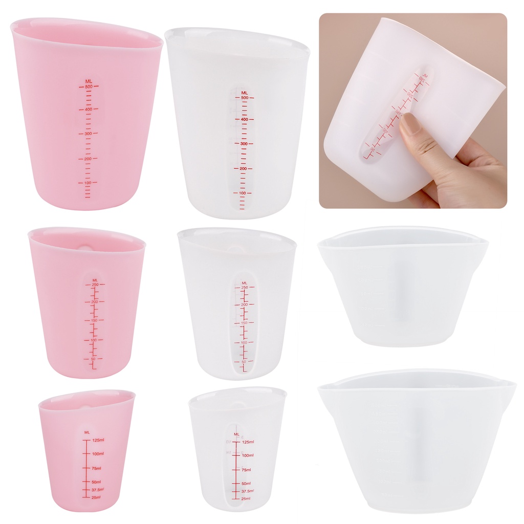 ถ้วยตวงซิลิโคน DIY ถ้วยเครื่องมือกาวเรซิ่นทำด้วยมือไม่ติดซิลิโคนผสมถ้วย