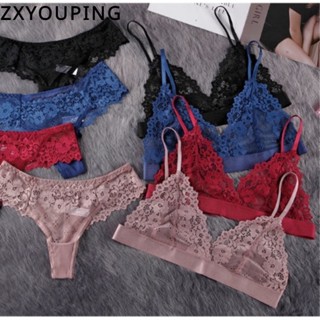 Zxyouping ผู้หญิง Bra ชุดกางเกงชุดชั้นในดอกไม้ Bralette