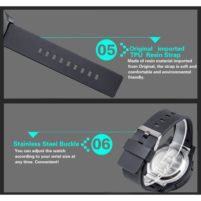 นาฬิกาข้อมืออิเล็กทรอนิกส์ สายซิลิโคน อเนกประสงค์ กันน้ํา หน้าปัดขนาดใหญ่ สําหรับผู้ชาย และนักเรียน