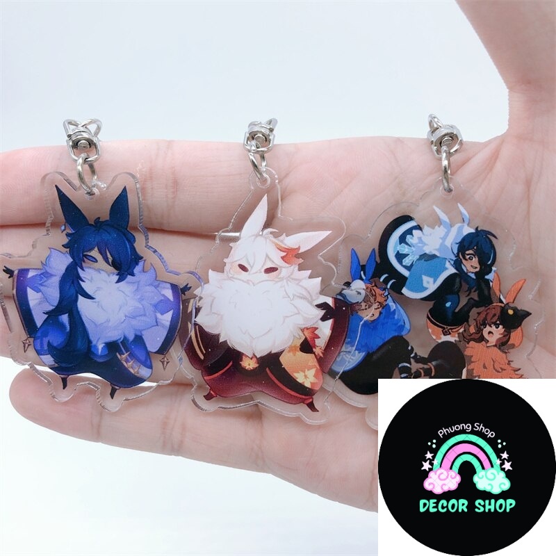 Genshin Impact พวงกุญแจ Abyss Mage Diluc Kaya อะนิเมะเกมคอสเพลย์อุปกรณ์ตกแต่งกระเป๋าถือกระเป๋าเป้สะพ