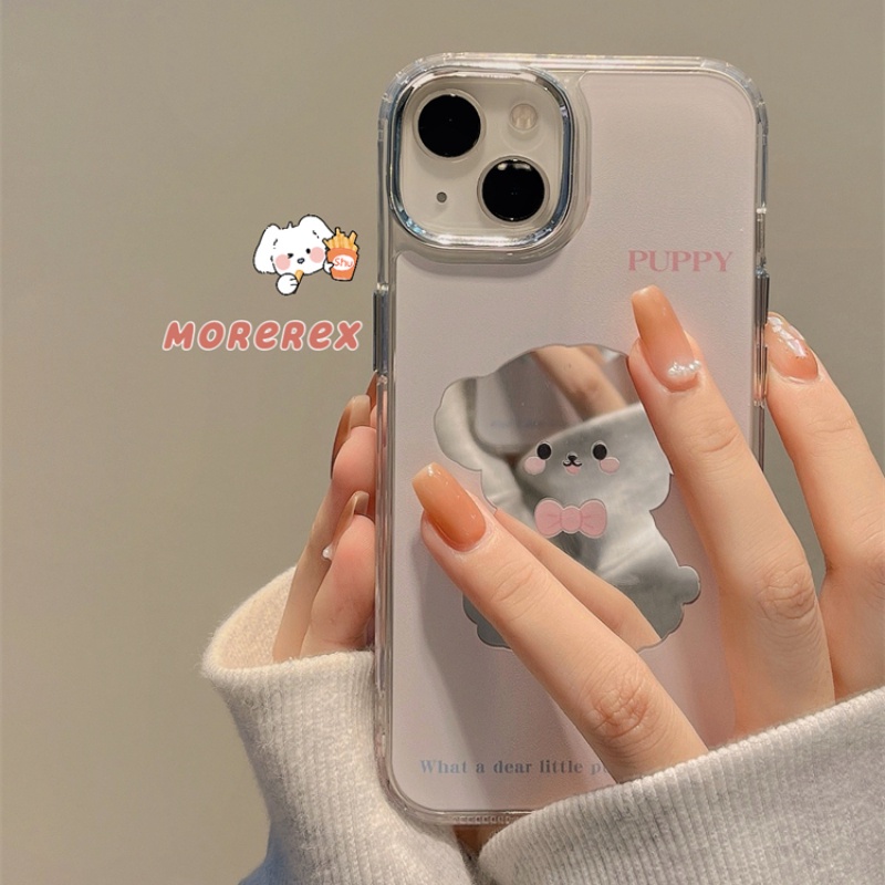 เคสไอโฟน 16/15/14/13/12/11 Pro max Cute little ลูกสุนัข mirror Compatible Case iPhone 11,12,13,14,15,16,11PM,12PM,13PM,14PM,15PM,16PM