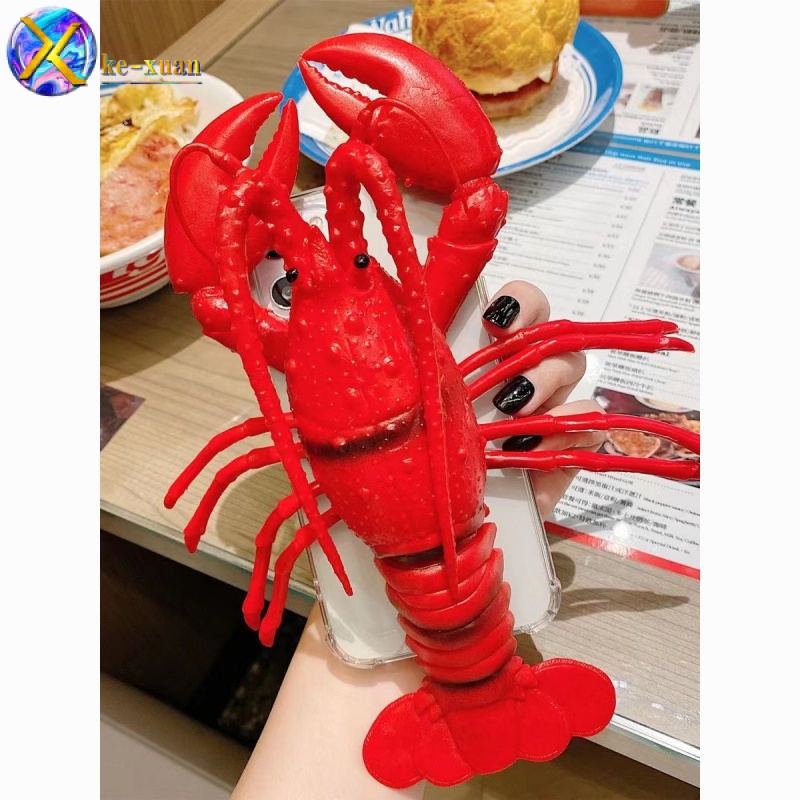 การบีบอัดจําลองกุ้งก้ามกรามสามมิติเหมาะสําหรับ iPhone13 11 15ProMax XS 13PROMAX 15 xr 7p เคสโทรศัพท์ Apple สนุกตลกชุดสไตล์ใหม่แฟนหากิน 8F5C