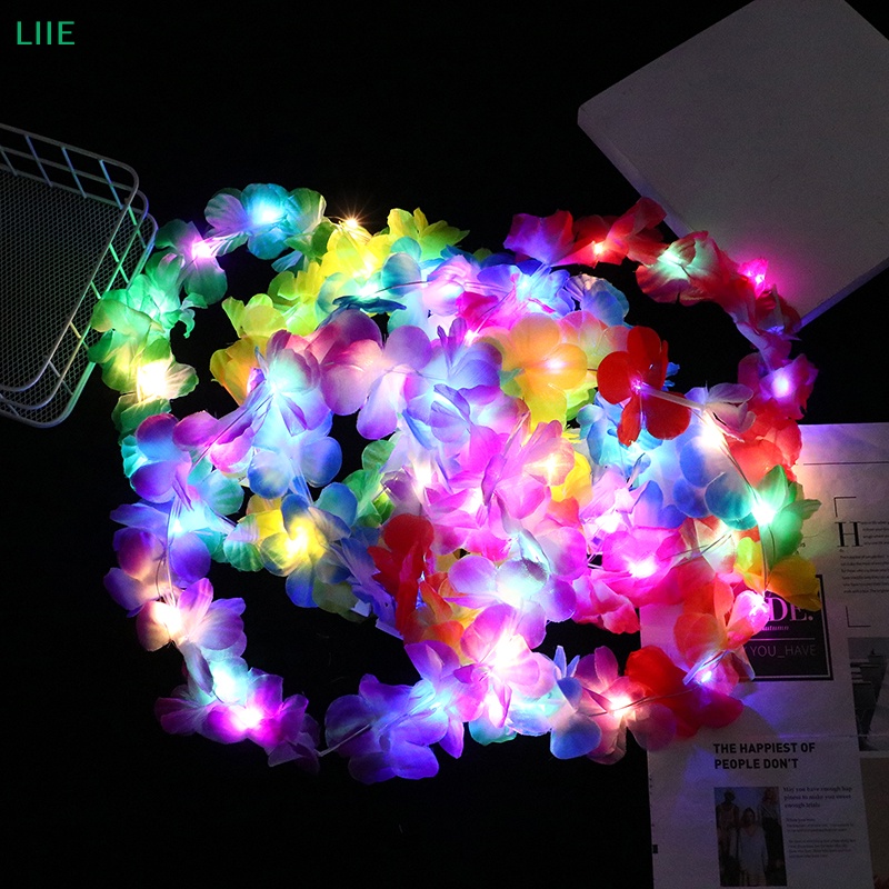 【LI】มงกุฎดอกไม้จําลอง มีไฟ LED เรืองแสง สไตล์ฮาวาย เหมาะกับของขวัญวันเกิด งานแต่งงาน สําหรับผู้หญิง【IE】