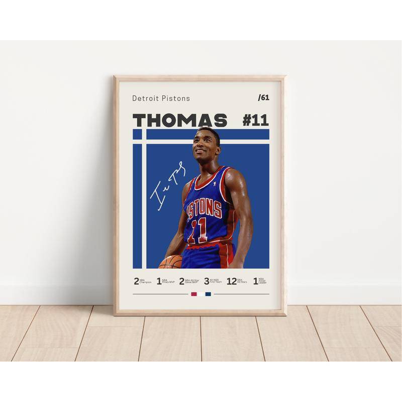Isiah Thomas โปสเตอร์ Detroit Pistons NBA แฟนบาสเกตบอลผ้าใบพิมพ์โปสเตอร์กีฬาสําหรับพัดลม wall art