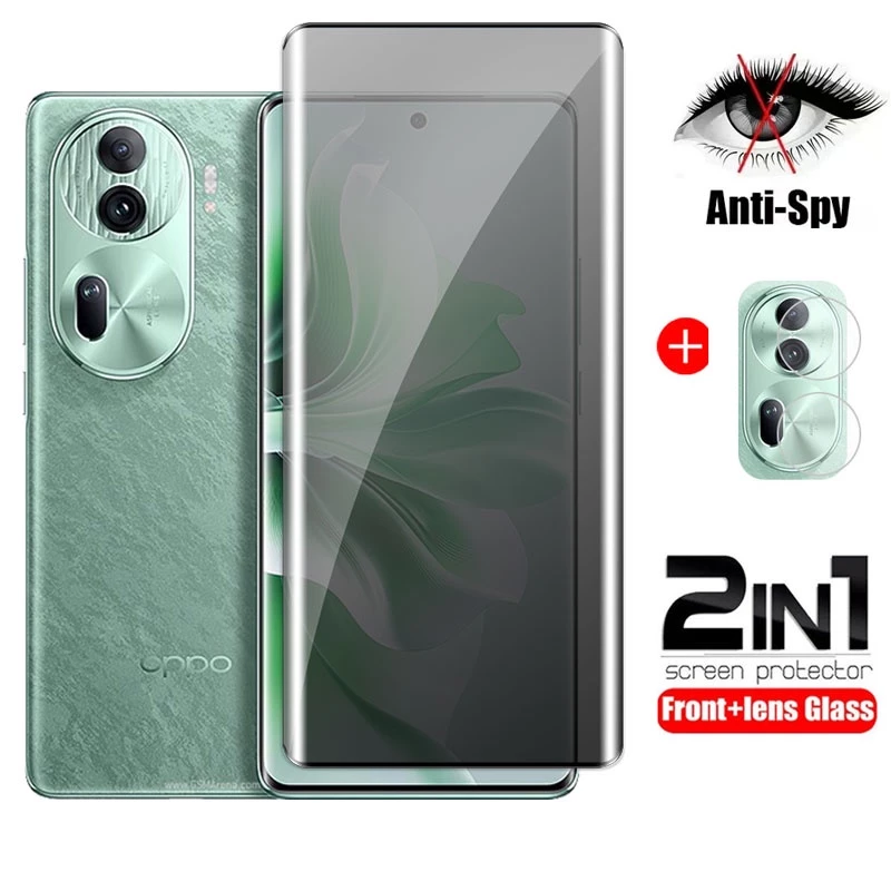 2in1 PRIVACY กระจกนิรภัยสําหรับ oppo reno 14 13 12 11 10 pro 14F 13F 11F reno11 reno13 reno12 4G 5G 2023 2024 คลุมทั้งหมด Anti Spy ป้องกันหน้าจอเลนส์กล้องป้องกันฟิล์ม