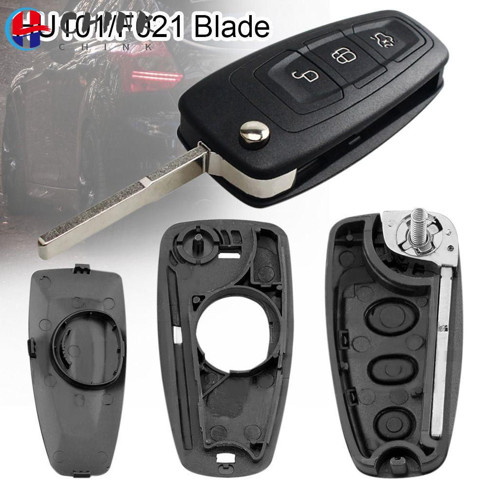 Chink กรอบกุญแจรีโมตรถยนต์ พับได้ 2/3 ปุ่ม สีดํา สําหรับ Ford Focus Fiesta HU101 F021