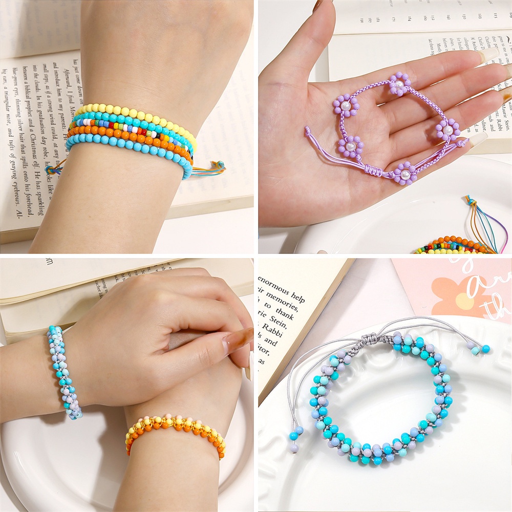 พร้อมส่ง ลูกปัดเม็ดทราย DIY พร้อมกล่อง 15 สีขนาด 4mm อุปกรณ์พร้อมทำครบชุด ร้อยสร้อยข้อมือลูกปัดแหวนเองอินเทอร์เฟซแฟชั่น