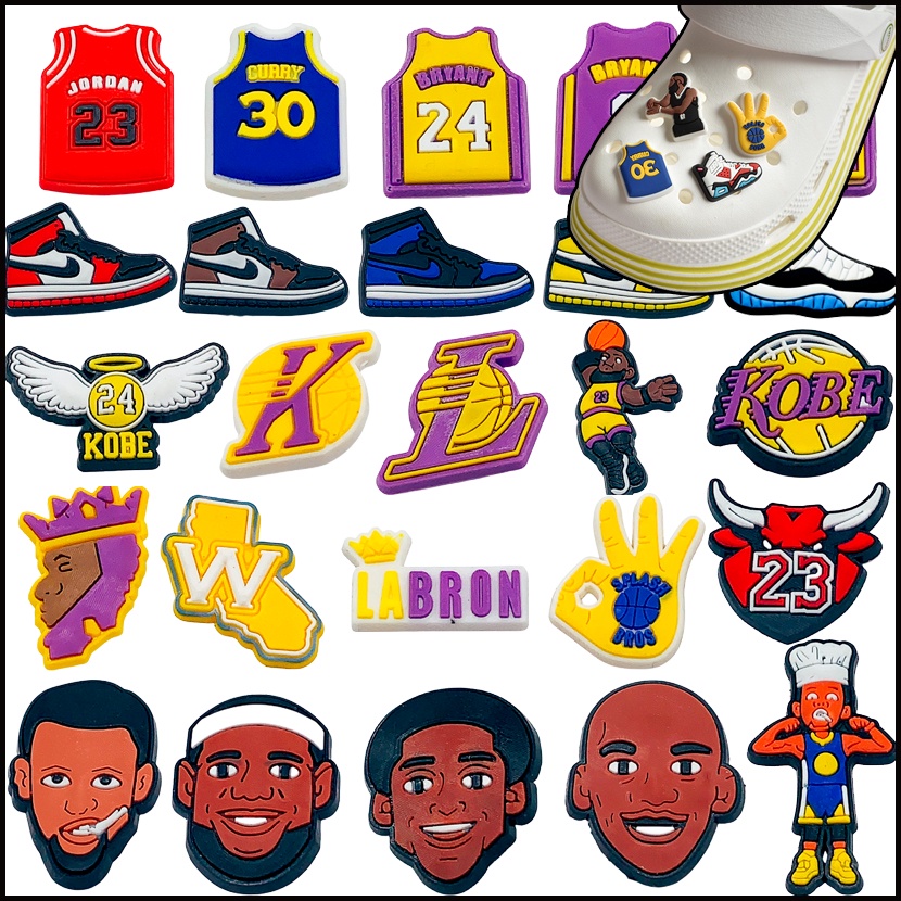 Croc Jibz NBA Professional Star Basketball Kobe Lakers DIY เข็มกลัดอุดตัน สําหรับรองเท้า Croc