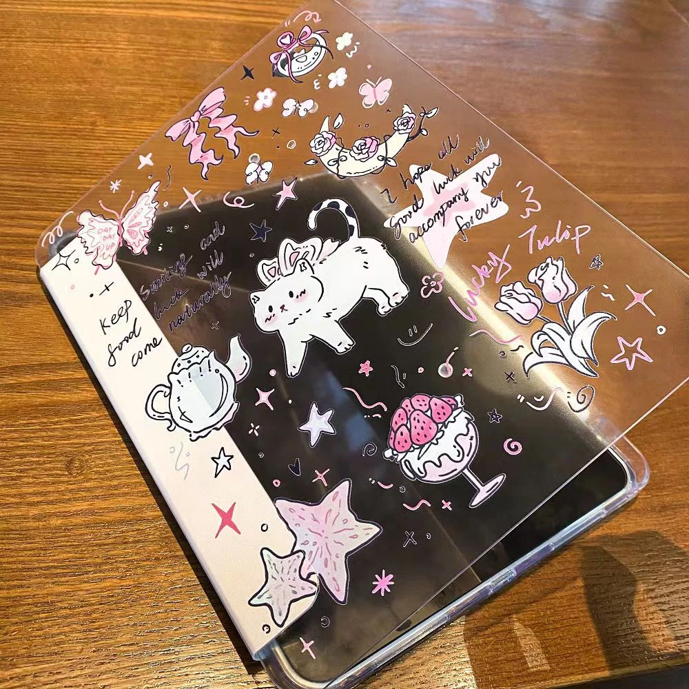 คริสตัล หน้าใส-หลังใส เคสไอแพด gen7/8/9/10.2 air4/5 air6 pro11 pro 12.9 gen10 gen11 MINI6/7 GEN5 6 เคสอะคริลิคฝาขุ่น
