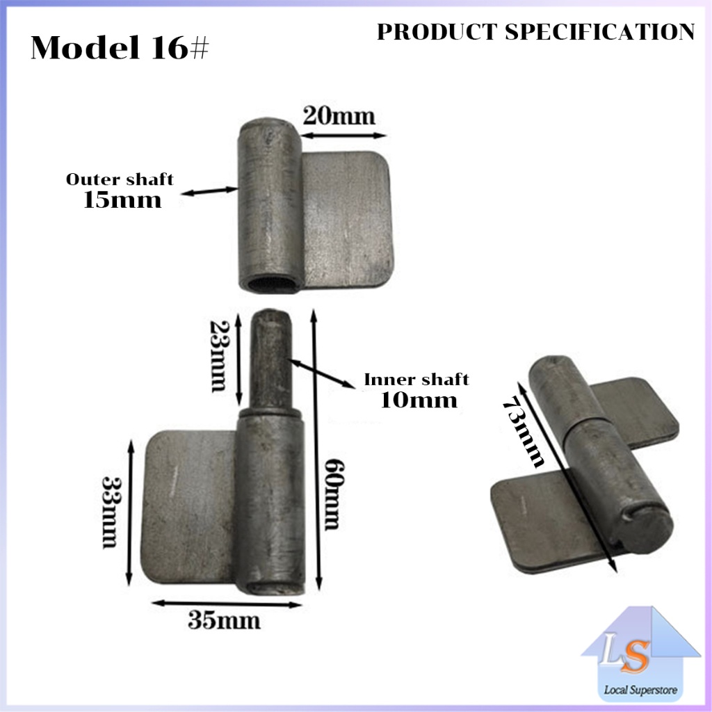 บานพับประตู บู๊ทประตูเหล็กมีปีก บูท ทนทานรับน้ำหนักได้ดี Wing Hinges - รูปที่ 6