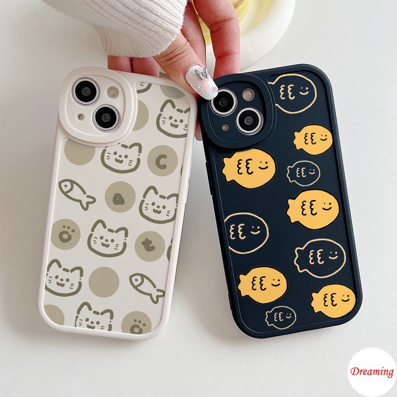 เคสโทรศัพท์มือถือนิ่ม ทรงวงรี ลายแมว และปลาน่ารัก สําหรับ OPPO A98 A96 A95 A94 A93 A92 A91 A79 A78 A77S A76 A74 A57 A55 A54 A53 A38 A18 A33 A52 A31 A17 A16K A15