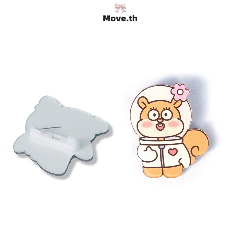 ในไทย Ins น่ารักป้ายการ์ตูนจี้ Spongebob เข็มกลัดคริลิคตกแต่งกระเป๋าอุปกรณ์เสริม-Move